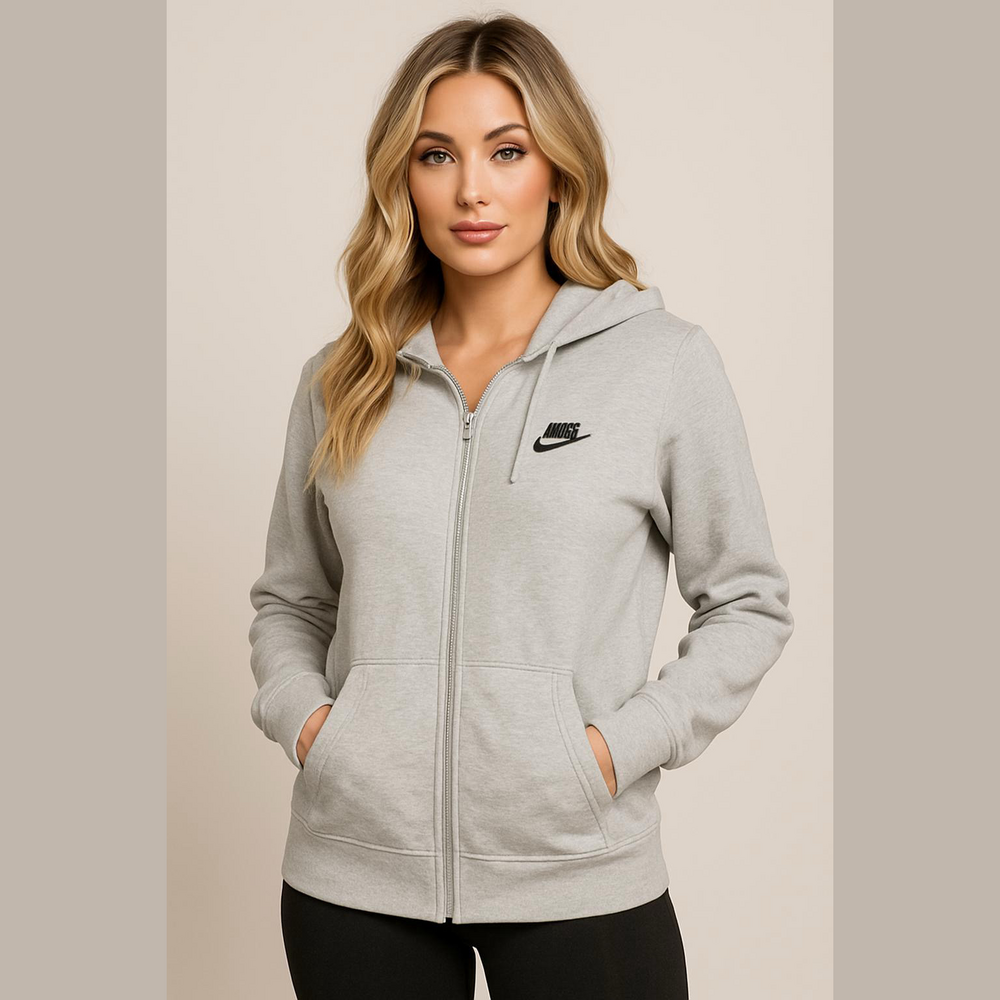 Nike Women's Light Gray Full-Zip Hoodie